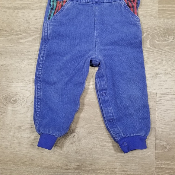 Vintage 90s OshKosh Baby B'Gosh Colorblock Plaid Overalls Sz 24 Month Made in US - Picture 3 of 7